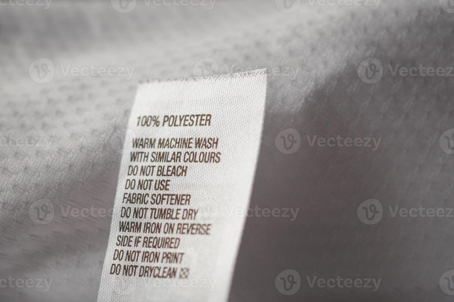 Polyester fabric Clothing label with laundry instructions photo