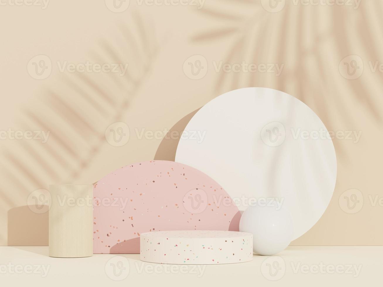 3d abstract background Terrazzo podium for product presentation and brand advertising with shadow of leave. Empty scene for mock up. photo