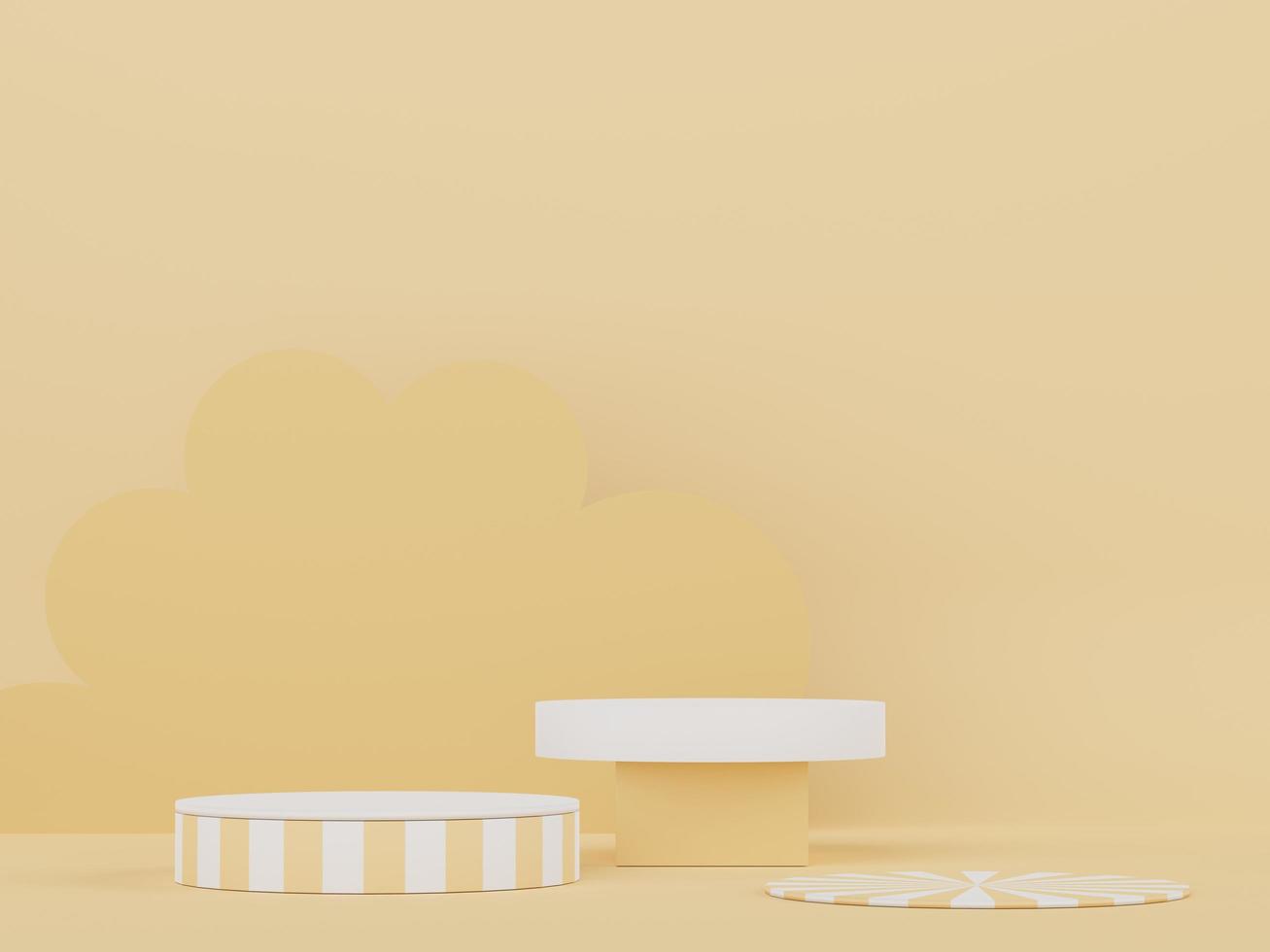 Podium for product placement with Retro modern and contemporary design. 3d rendering minimal scene for mock up and showing brand. Pedestal platform for cosmetic advertise. Various of arch simple. photo