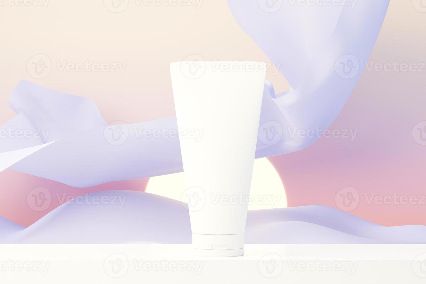 3d render of blank cosmetics skincare product or packaging for mock up. Beauty soap and spa concept. Lotion oil moisture for skin health. Premium and luxury design for branding. photo