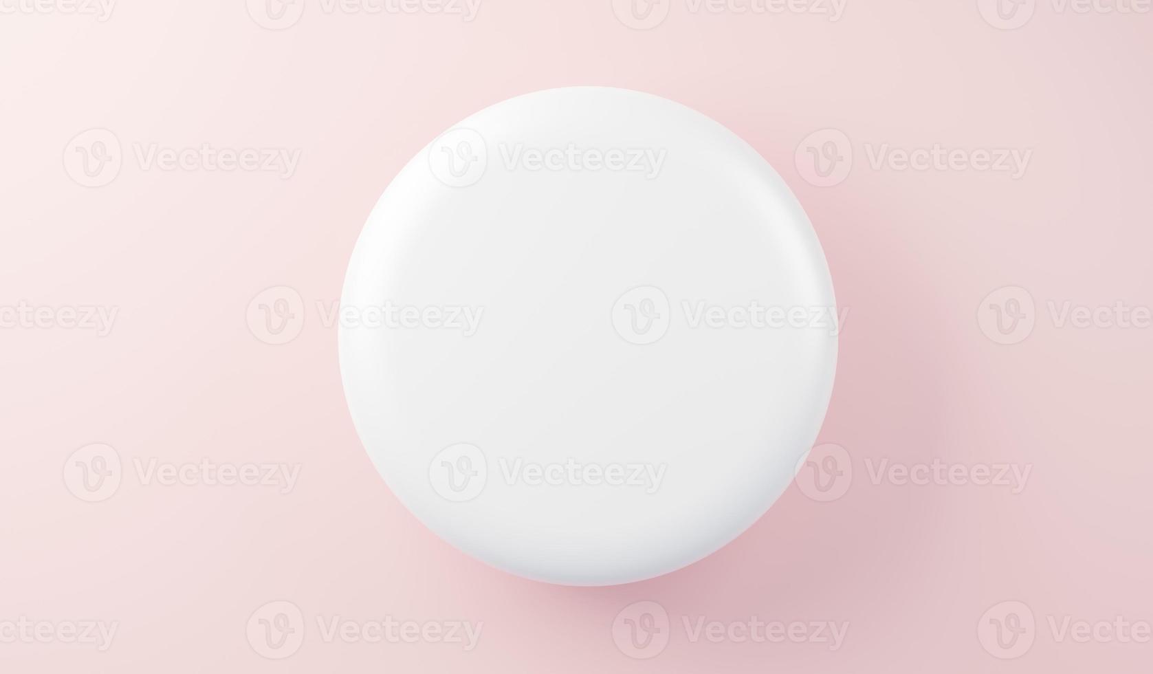 3d render top view of white blank cylinder frame for mock up and display products with sweet warm pastel color design for product presentation and advertising. Romance concept. Creative idea concept photo