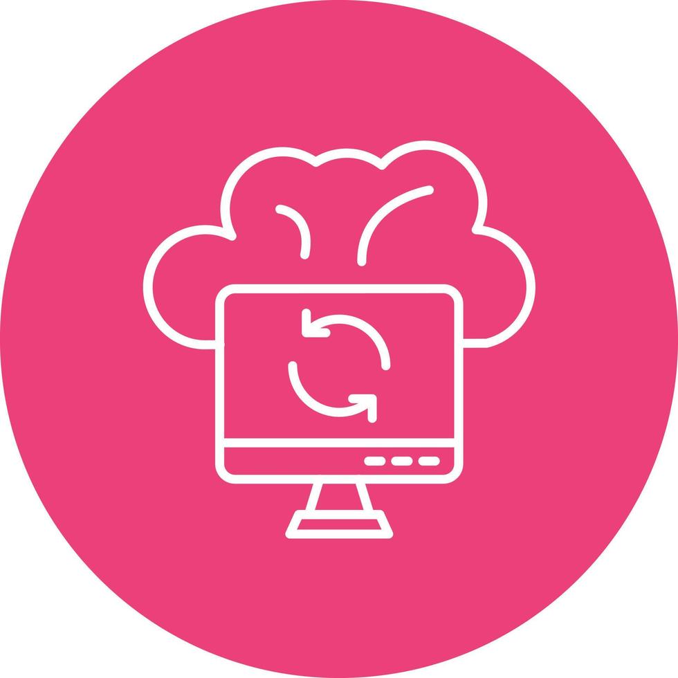 Cloud Sync Line Circle Background Icon vector