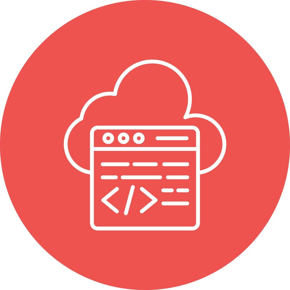 Cloud Coding Line Circle Background Icon vector
