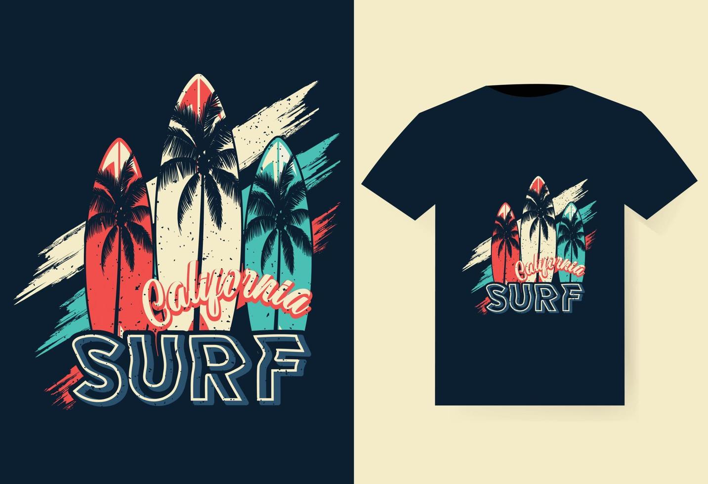 diseño de camiseta de verano, diseño de camiseta de playa de california vector