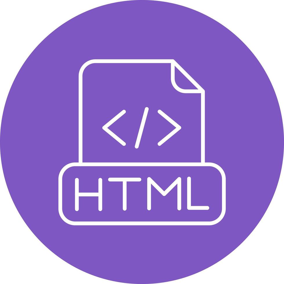 icono de fondo de círculo de línea de archivo html vector