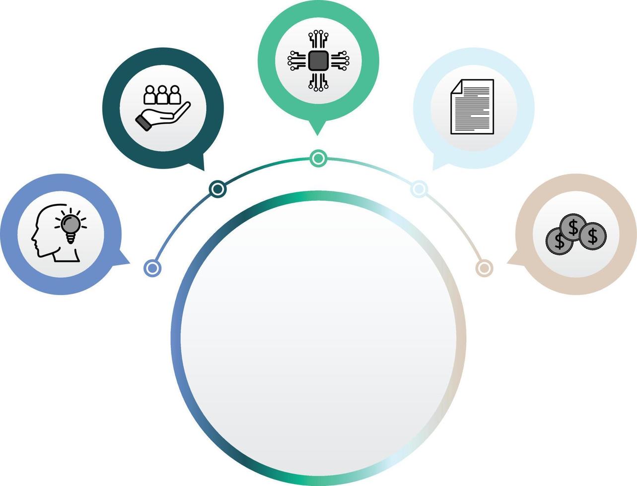 5 pins with icons chart vector