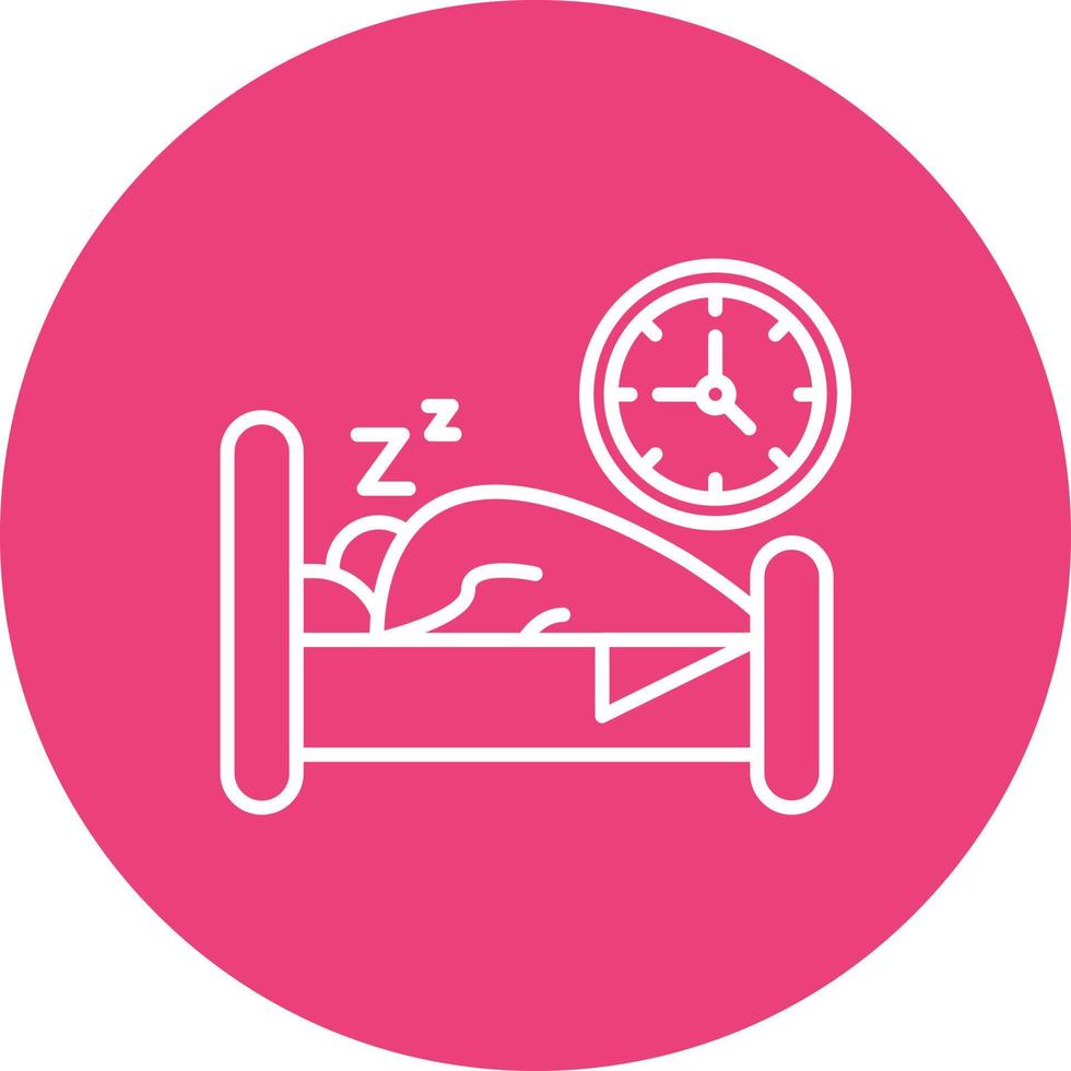 Bed Time Line Circle Background Icon vector