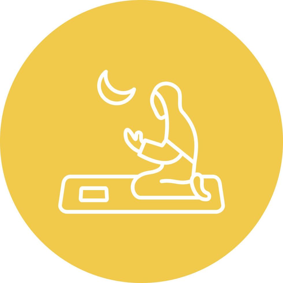 Women Praying Line Circle Background Icon vector