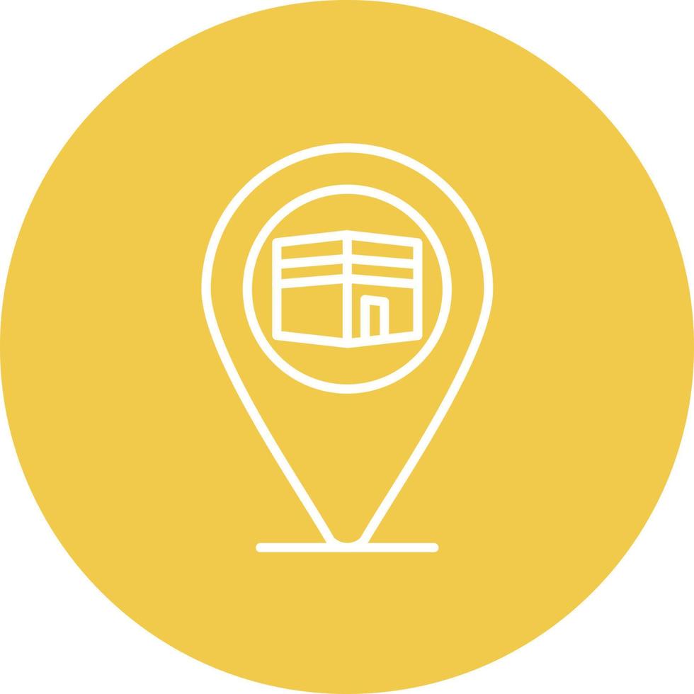 Qibla Direction Line Circle Background Icon vector
