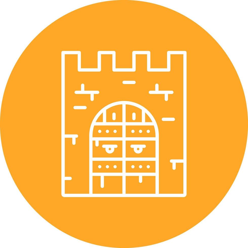 icono de fondo de círculo de línea de puerta de castillo vector