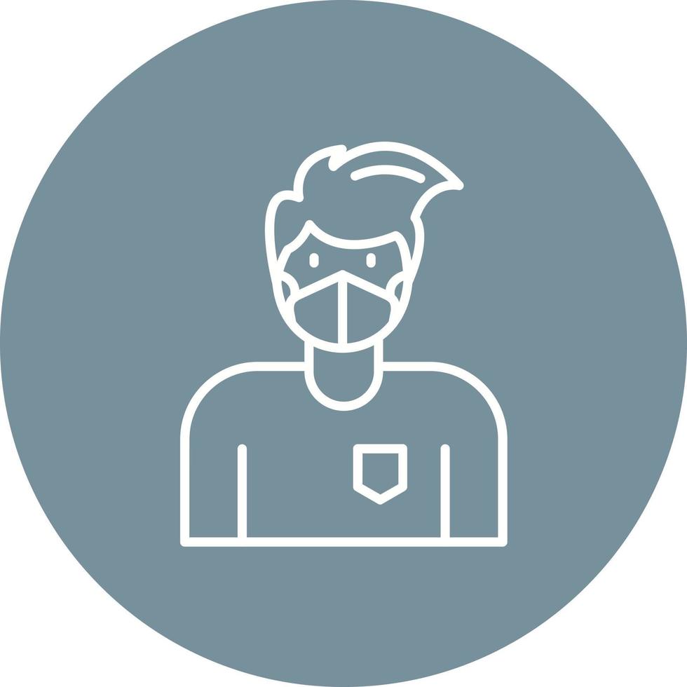 Man Wearing Mask Line Circle Background Icon vector