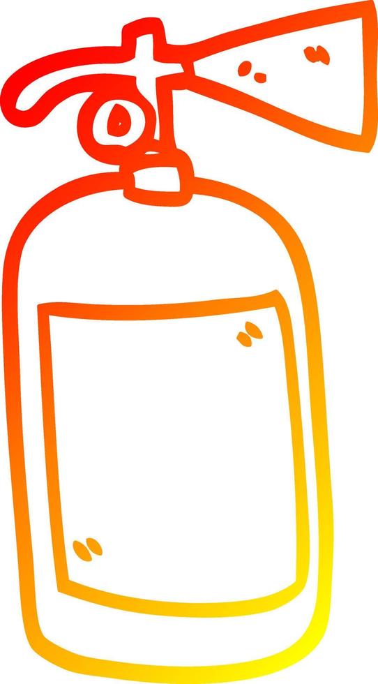 warm gradient line drawing cartoon fire extinguisher vector