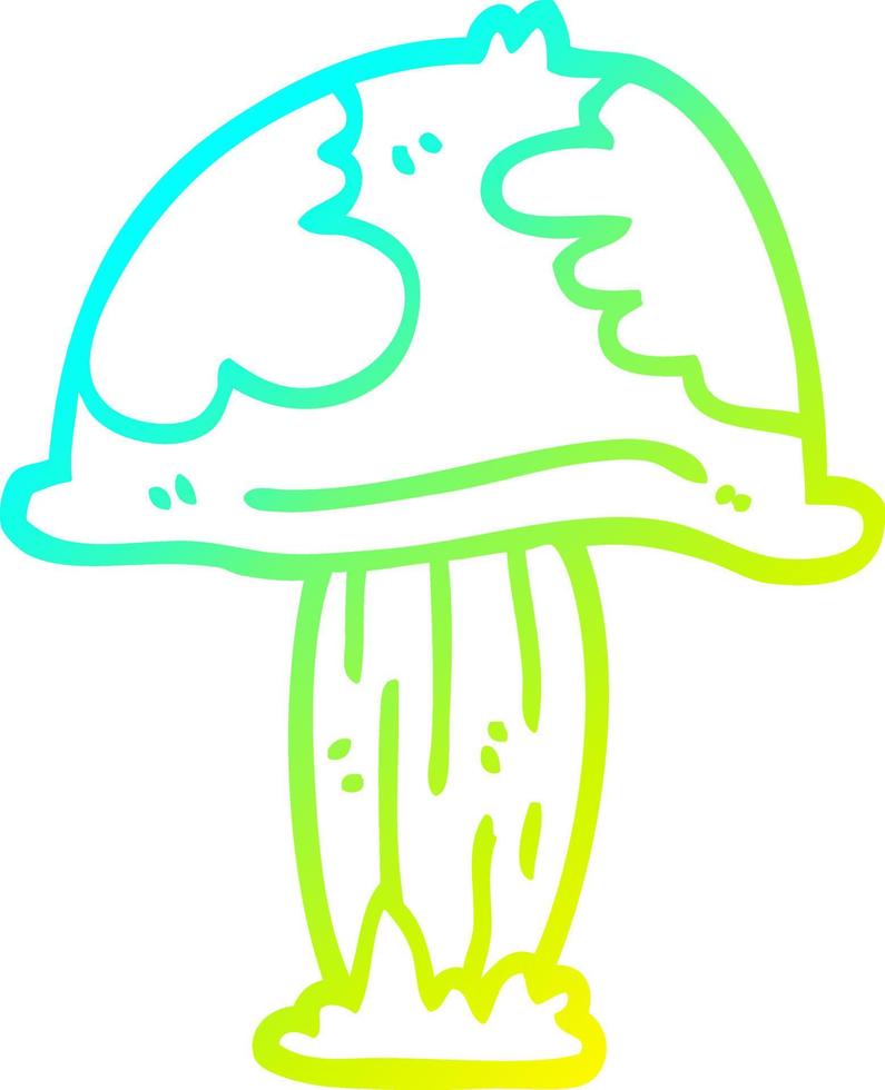 cold gradient line drawing cartoon poisonous toadstool vector