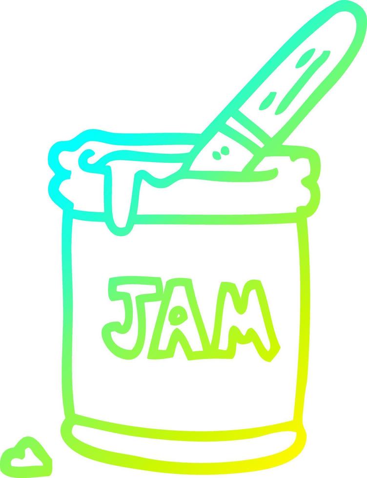 cold gradient line drawing cartoon jam jar vector