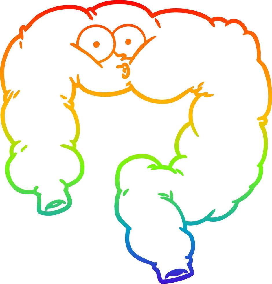 rainbow gradient line drawing cartoon surprised colon vector