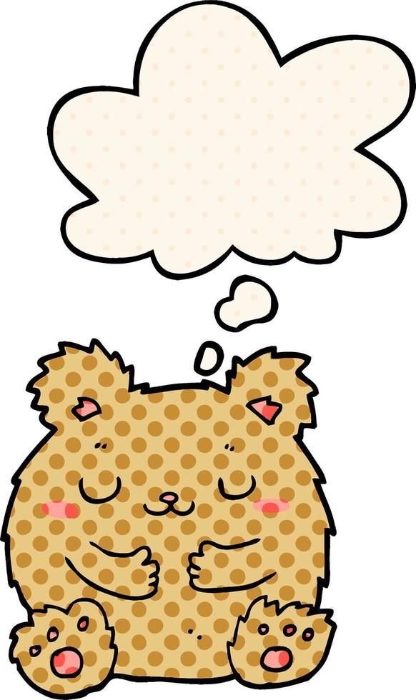 cute cartoon bear and thought bubble in comic book style vector