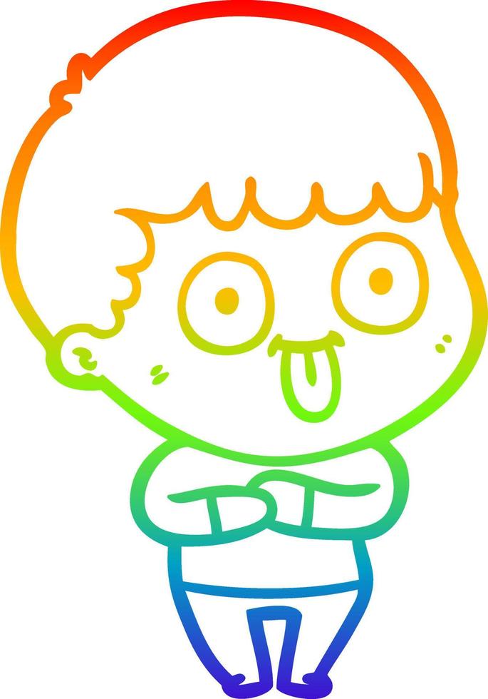 rainbow gradient line drawing cartoon dumb kid vector