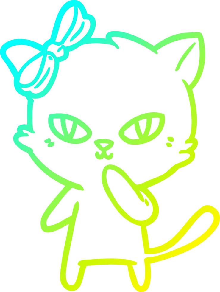 cold gradient line drawing cute cartoon cat vector