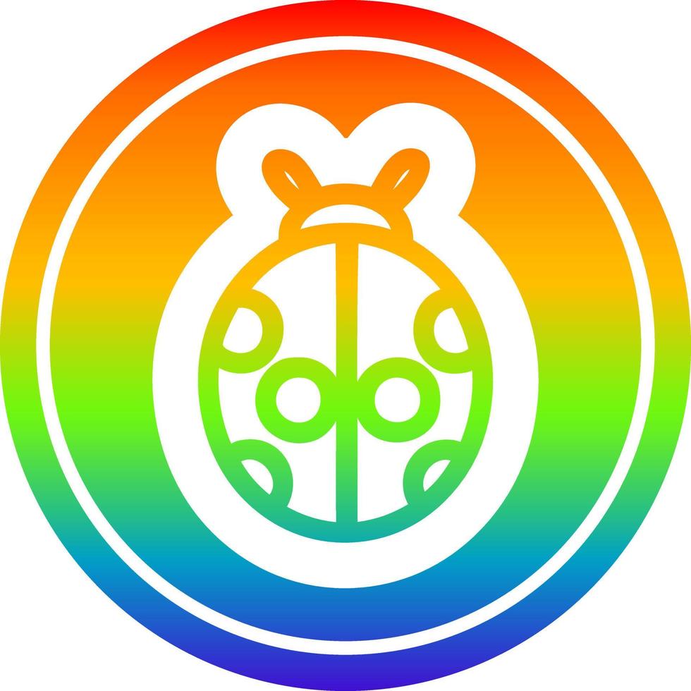 cute ladybug in rainbow spectrum vector