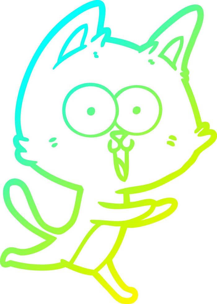 cold gradient line drawing funny cartoon cat vector
