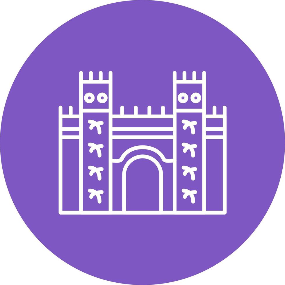 Ishtar Gate Line Circle Background Icon vector