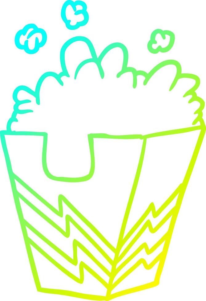 cold gradient line drawing box of popcorn vector