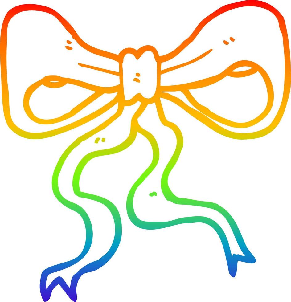 rainbow gradient line drawing cartoon bow vector