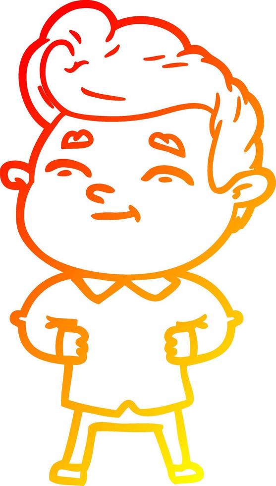 warm gradient line drawing happy cartoon man vector
