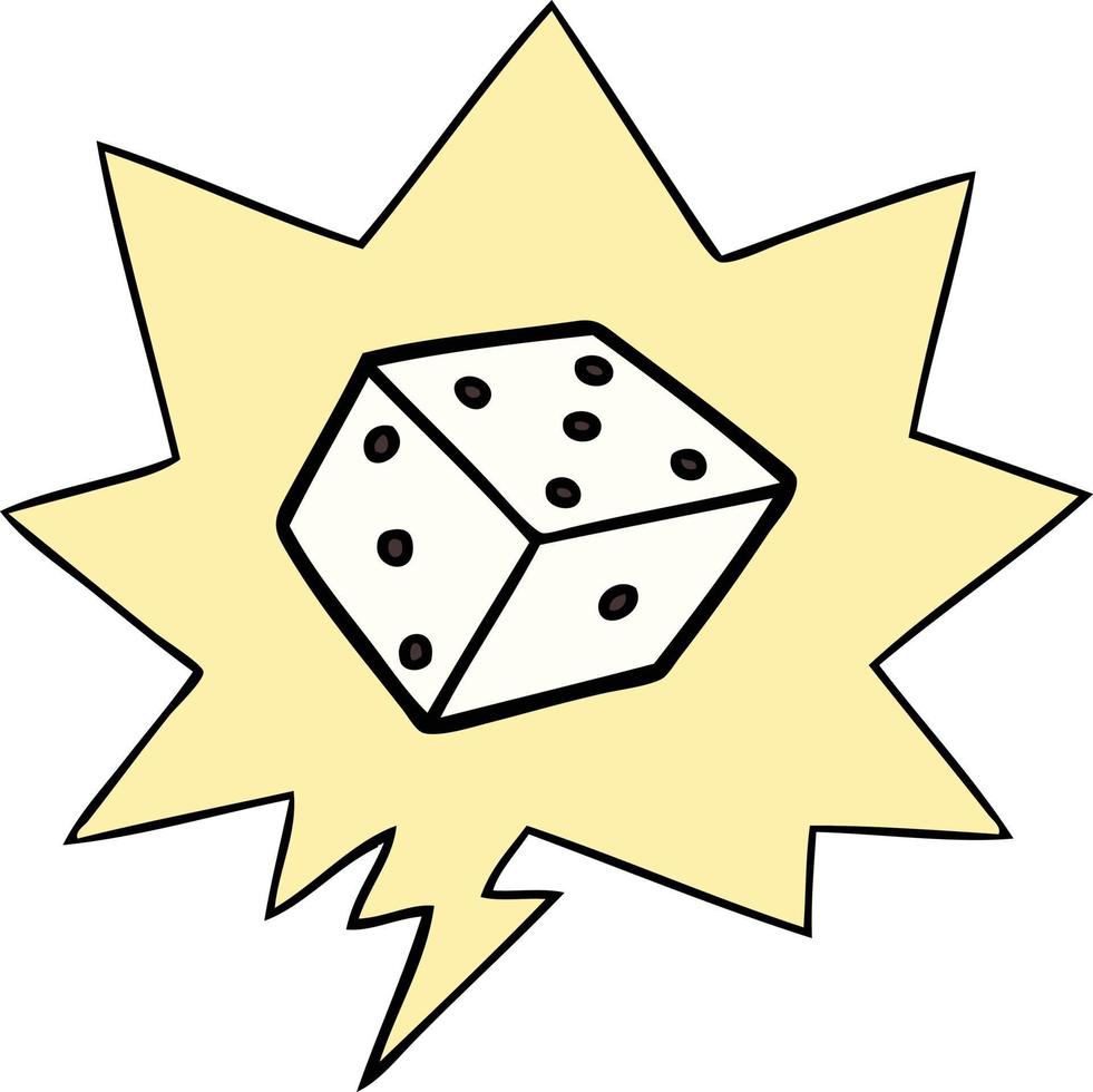 cartoon dice and speech bubble vector