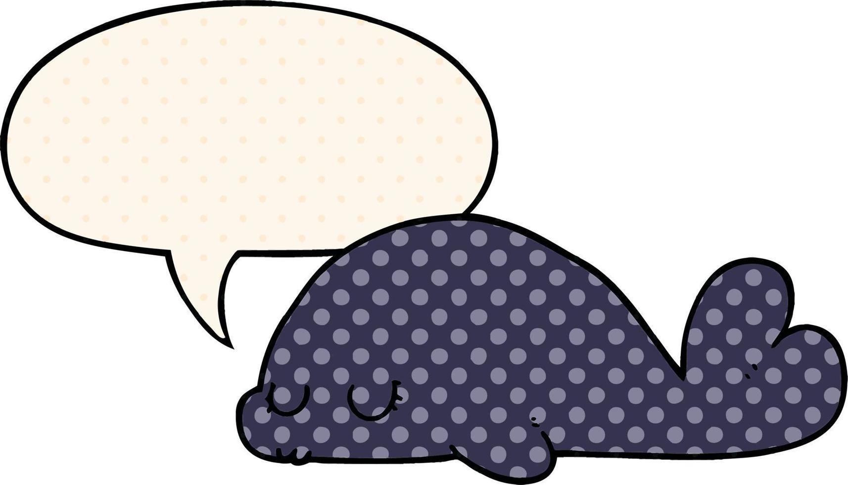 cute cartoon seal and speech bubble in comic book style vector