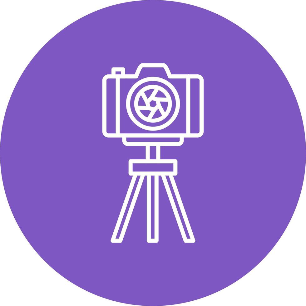 Tripod Camera Line Circle Background Icon vector