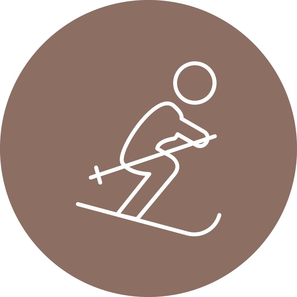 Skiing Line Circle Background Icon vector