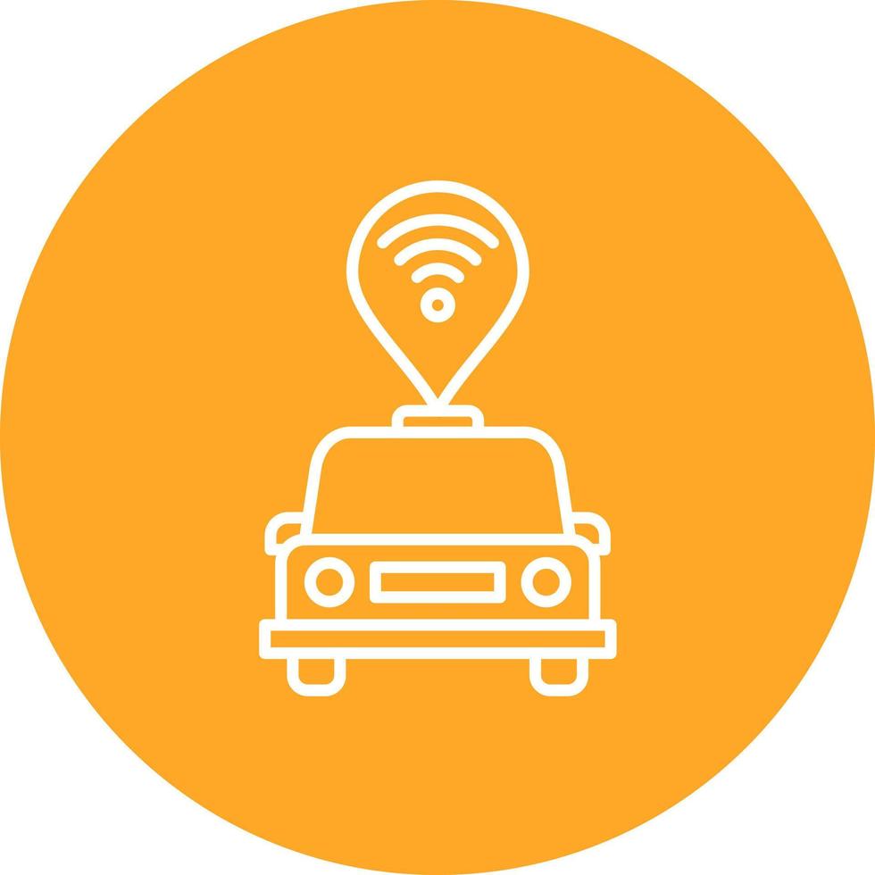 Connected Vehicle Line Circle Background Icon vector