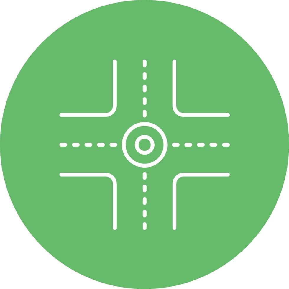 Four Way Intersection Line Circle Background Icon vector