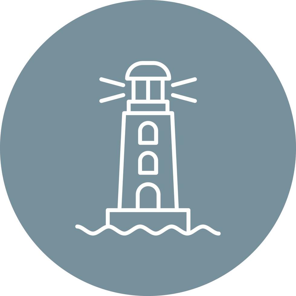 Lighthouse Line Circle Background Icon vector
