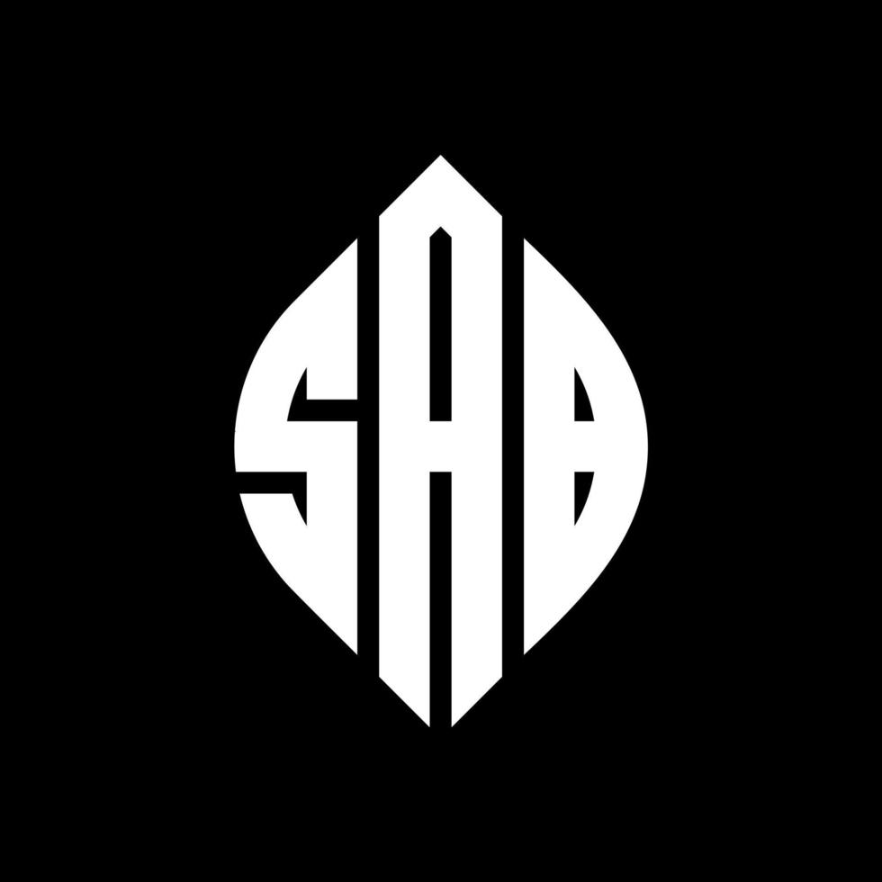 SAB circle letter logo design with circle and ellipse shape. SAB ellipse letters with typographic style. The three initials form a circle logo. SAB Circle Emblem Abstract Monogram Letter Mark Vector. vector
