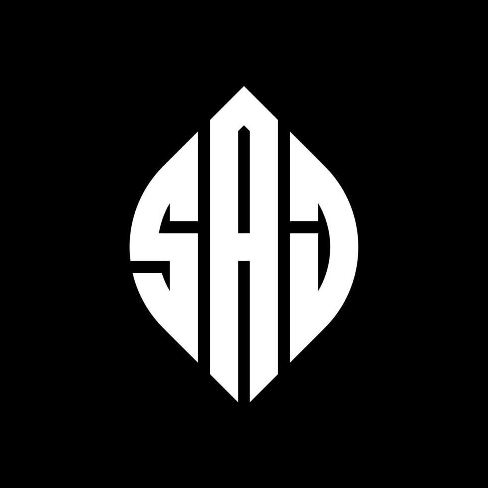 SAJ circle letter logo design with circle and ellipse shape. SAJ ellipse letters with typographic style. The three initials form a circle logo. SAJ Circle Emblem Abstract Monogram Letter Mark Vector. vector