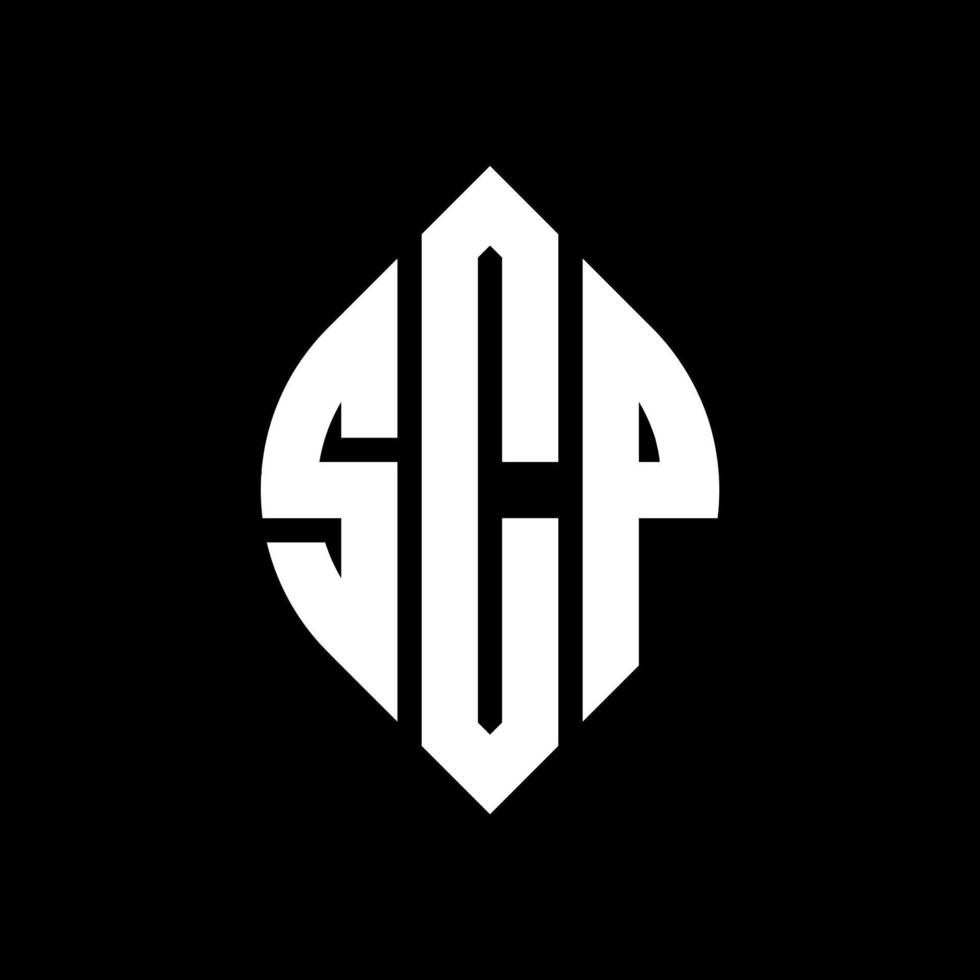 SCP circle letter logo design with circle and ellipse shape. SCP ellipse letters with typographic style. The three initials form a circle logo. SCP Circle Emblem Abstract Monogram Letter Mark Vector. vector