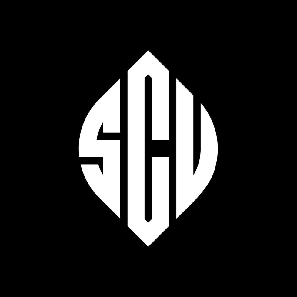 SCU circle letter logo design with circle and ellipse shape. SCU ellipse letters with typographic style. The three initials form a circle logo. SCU Circle Emblem Abstract Monogram Letter Mark Vector. vector