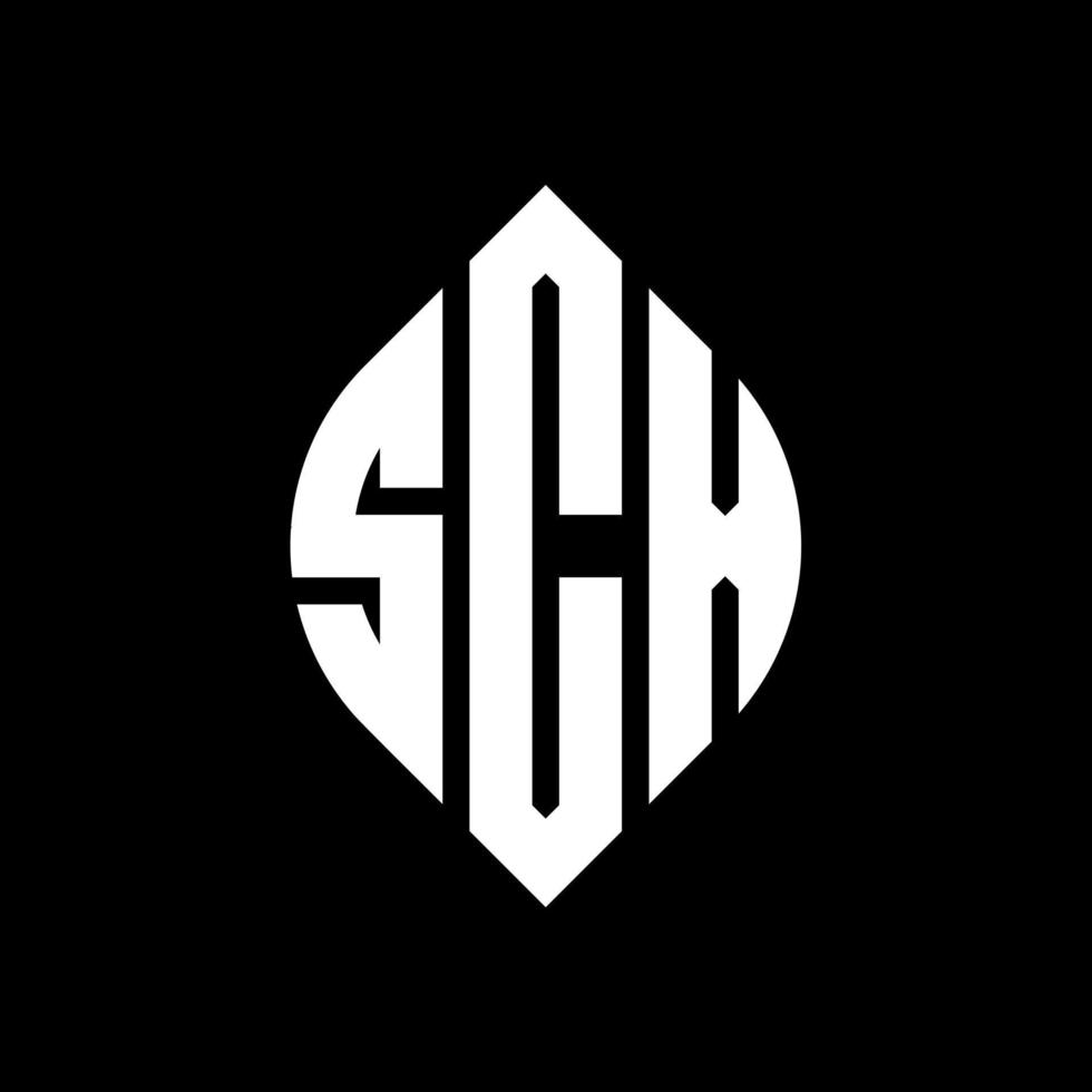 SCX circle letter logo design with circle and ellipse shape. SCX ellipse letters with typographic style. The three initials form a circle logo. SCX Circle Emblem Abstract Monogram Letter Mark Vector. vector