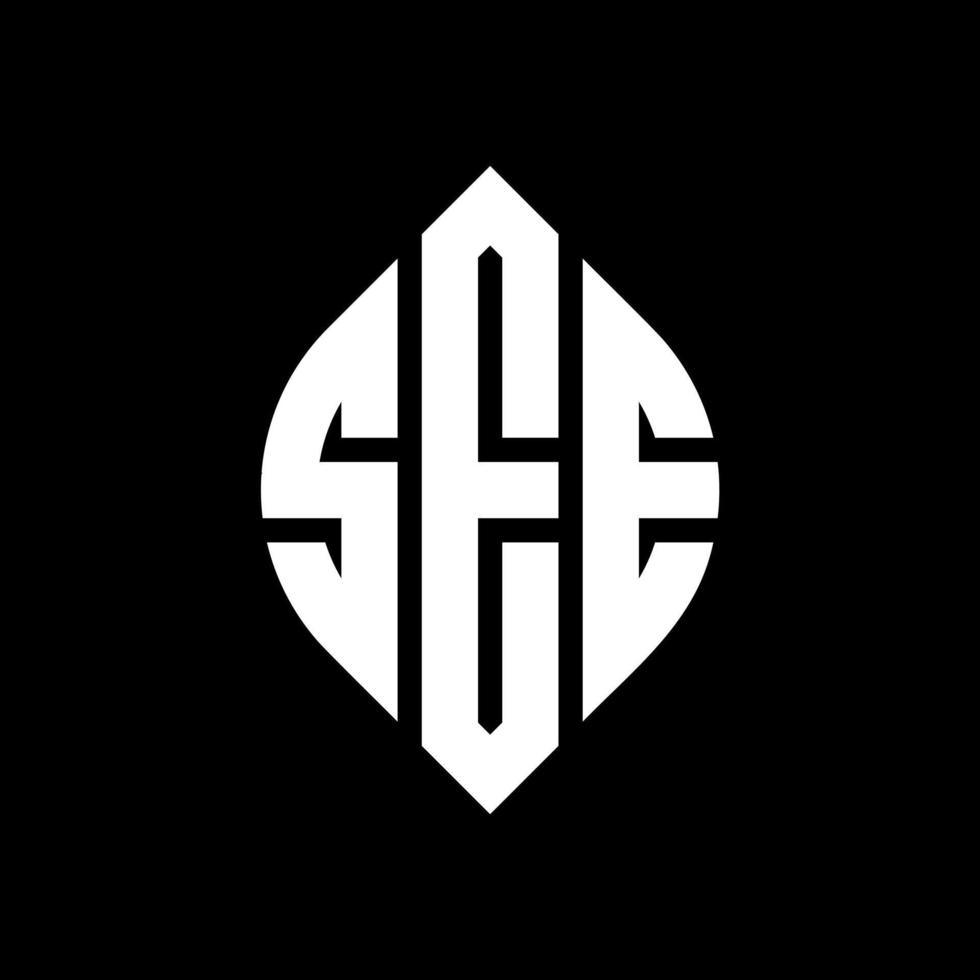SEE circle letter logo design with circle and ellipse shape. SEE ellipse letters with typographic style. The three initials form a circle logo. SEE Circle Emblem Abstract Monogram Letter Mark Vector. vector