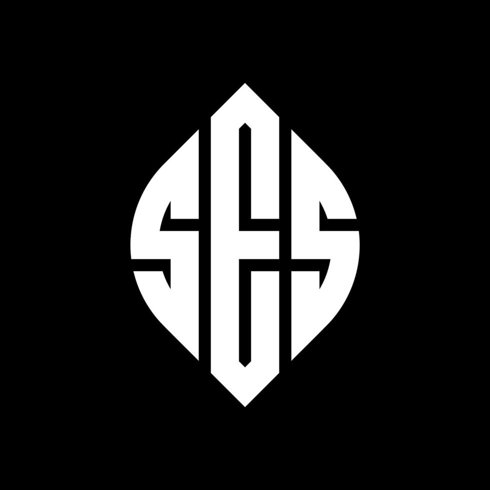 SES circle letter logo design with circle and ellipse shape. SES ellipse letters with typographic style. The three initials form a circle logo. SES Circle Emblem Abstract Monogram Letter Mark Vector. vector