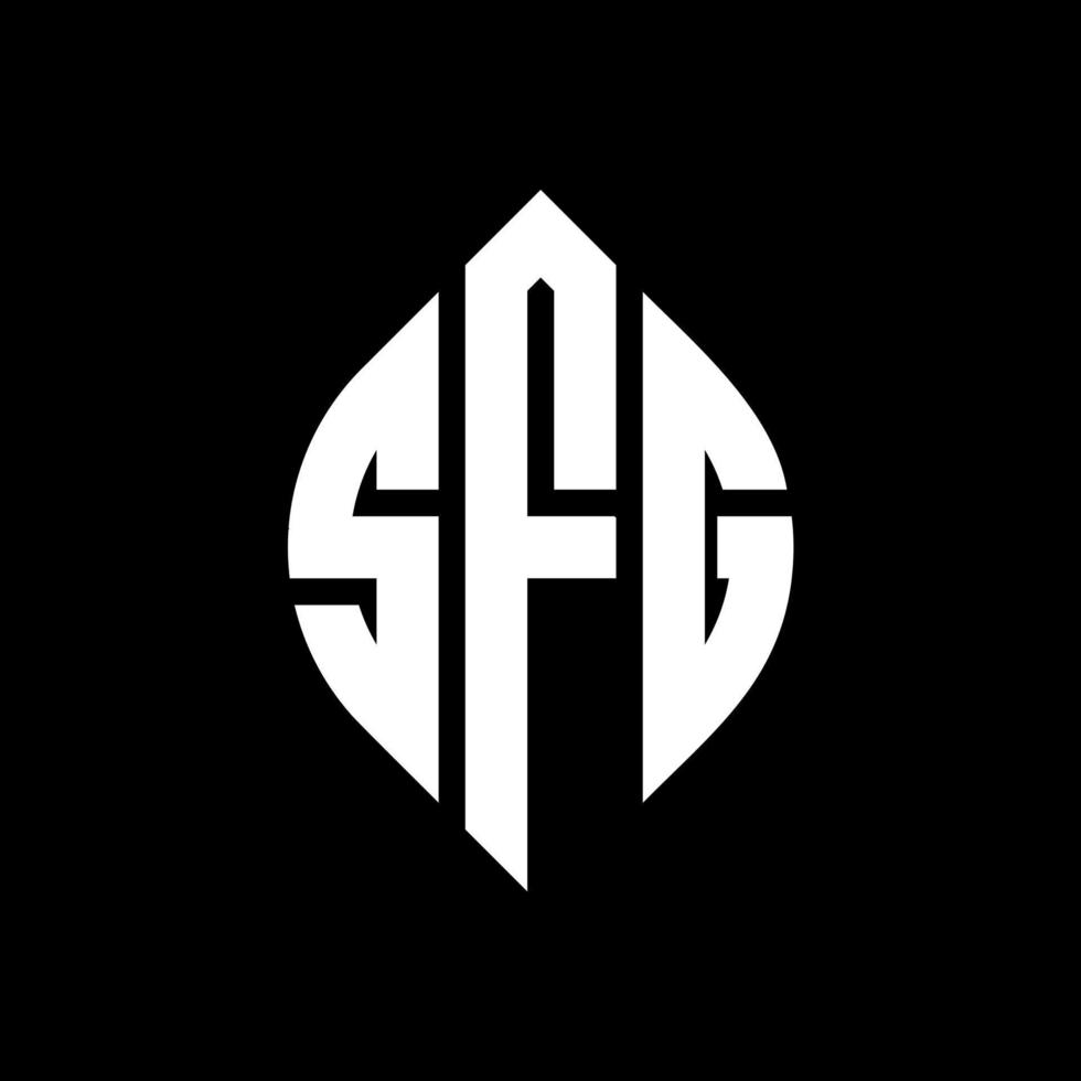 SFG circle letter logo design with circle and ellipse shape. SFG ellipse letters with typographic style. The three initials form a circle logo. SFG Circle Emblem Abstract Monogram Letter Mark Vector. vector