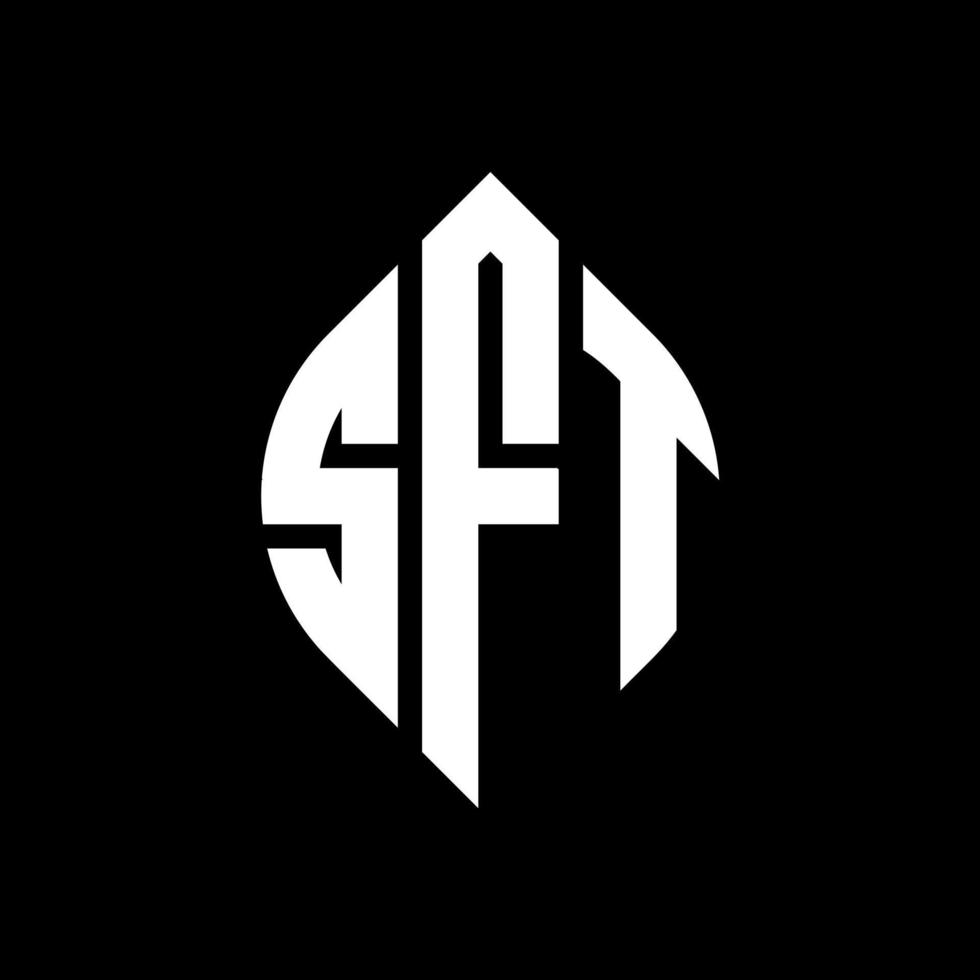 SFT circle letter logo design with circle and ellipse shape. SFT ellipse letters with typographic style. The three initials form a circle logo. SFT Circle Emblem Abstract Monogram Letter Mark Vector. vector
