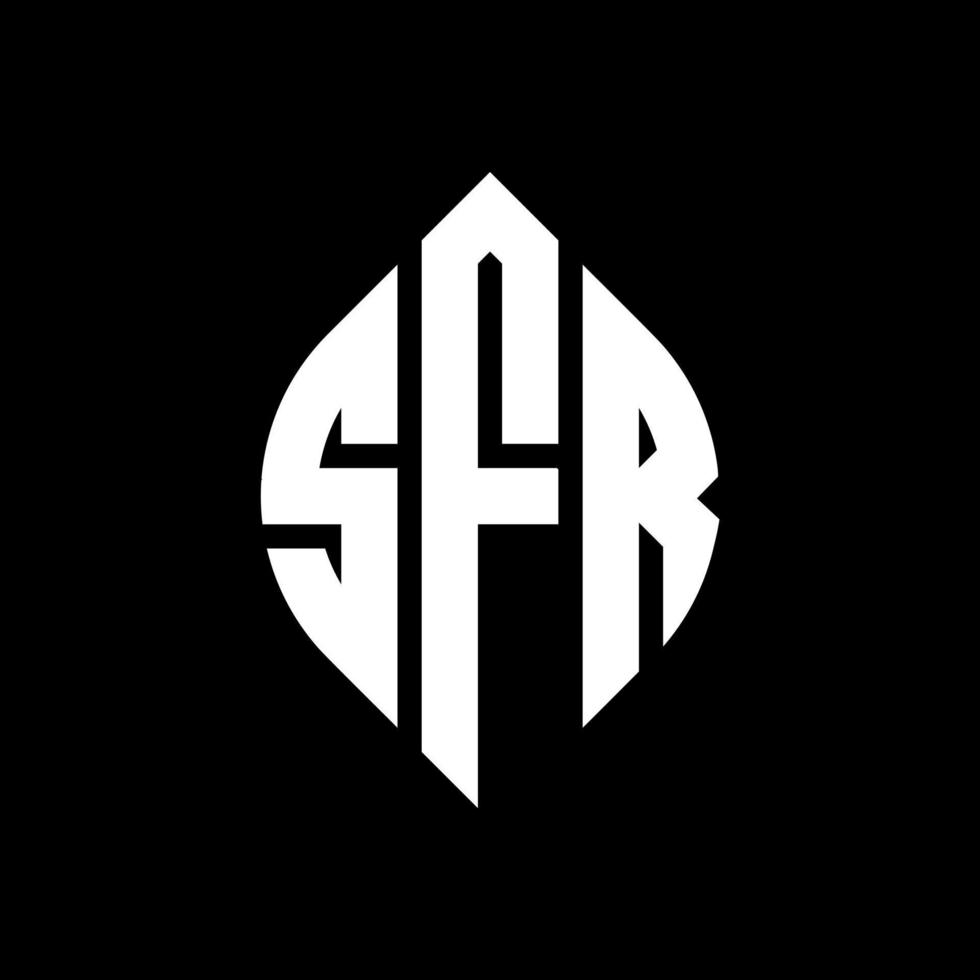 SFR circle letter logo design with circle and ellipse shape. SFR ellipse letters with typographic style. The three initials form a circle logo. SFR Circle Emblem Abstract Monogram Letter Mark Vector. vector