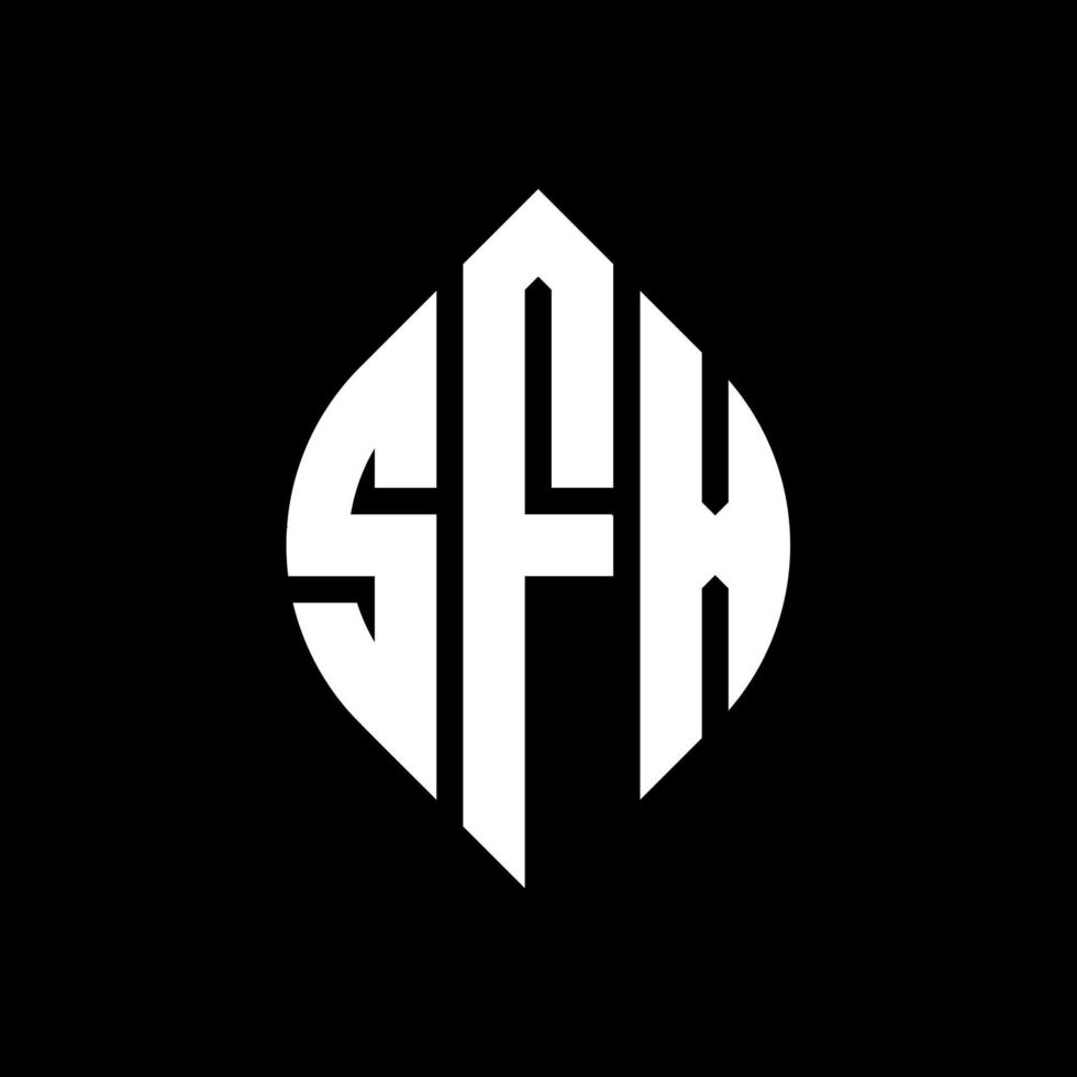 SFX circle letter logo design with circle and ellipse shape. SFX ellipse letters with typographic style. The three initials form a circle logo. SFX Circle Emblem Abstract Monogram Letter Mark Vector. vector