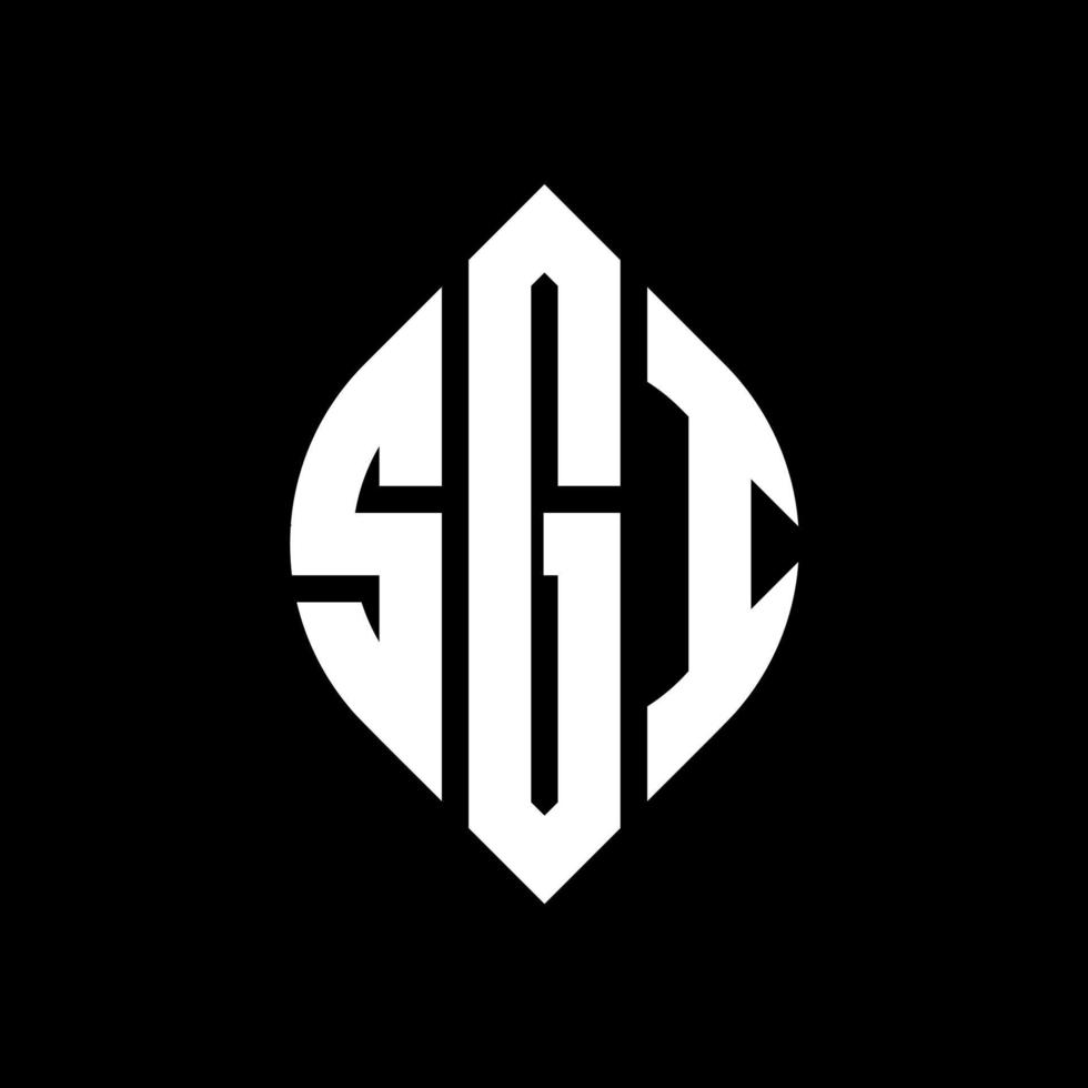 SGI circle letter logo design with circle and ellipse shape. SGI ellipse letters with typographic style. The three initials form a circle logo. SGI Circle Emblem Abstract Monogram Letter Mark Vector. vector