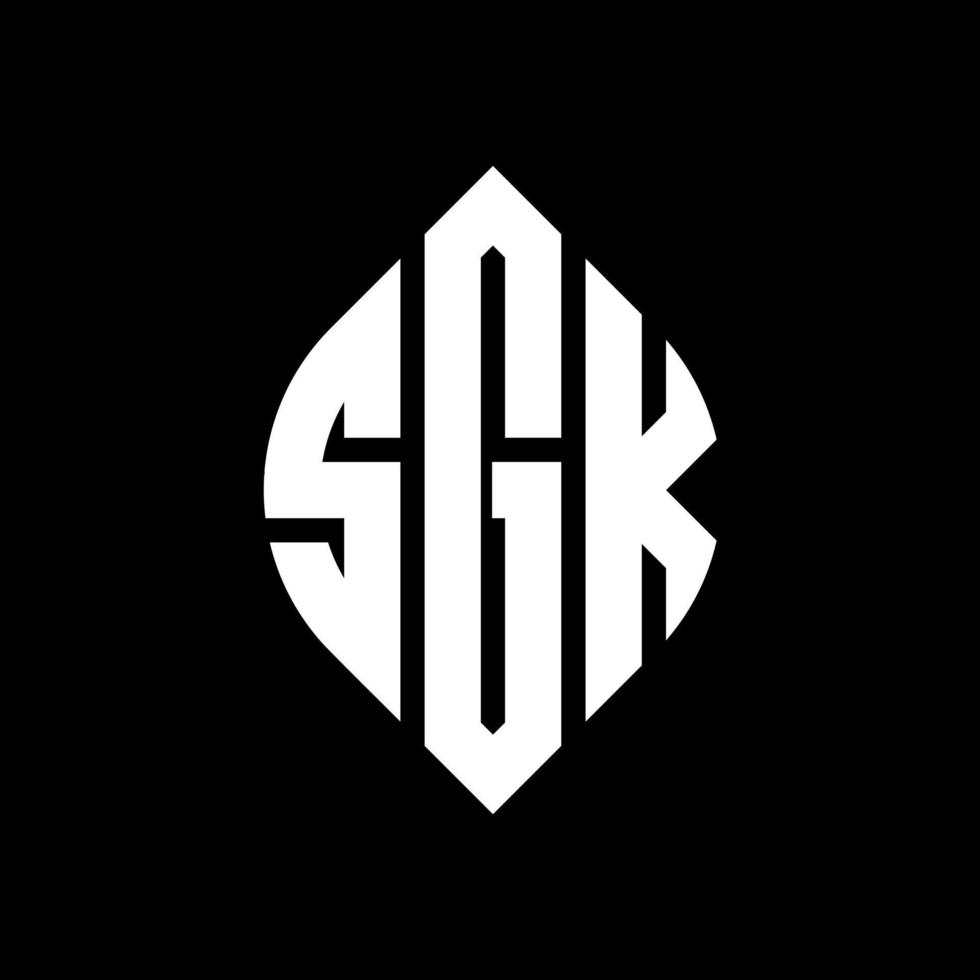 SGK circle letter logo design with circle and ellipse shape. SGK ellipse letters with typographic style. The three initials form a circle logo. SGK Circle Emblem Abstract Monogram Letter Mark Vector. vector