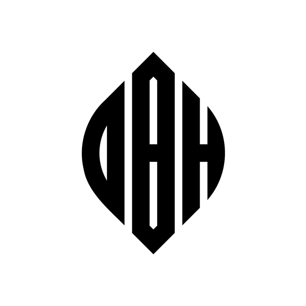 OBH circle letter logo design with circle and ellipse shape. OBH ellipse letters with typographic style. The three initials form a circle logo. OBH Circle Emblem Abstract Monogram Letter Mark Vector. vector