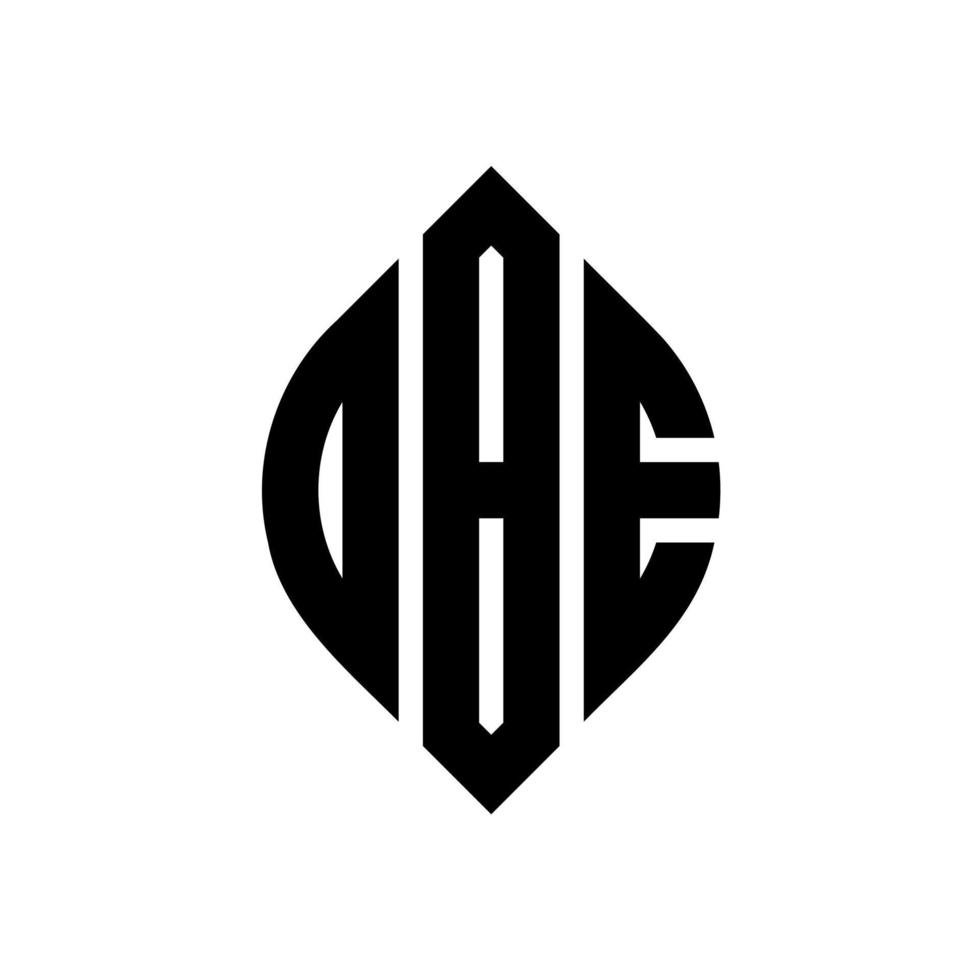 OBE circle letter logo design with circle and ellipse shape. OBE ellipse letters with typographic style. The three initials form a circle logo. OBE Circle Emblem Abstract Monogram Letter Mark Vector. vector